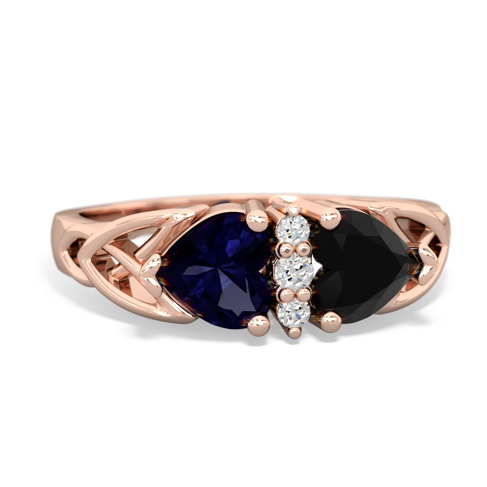 Sapphire Celtic Knot Double Heart 14K Rose Gold ring R5040