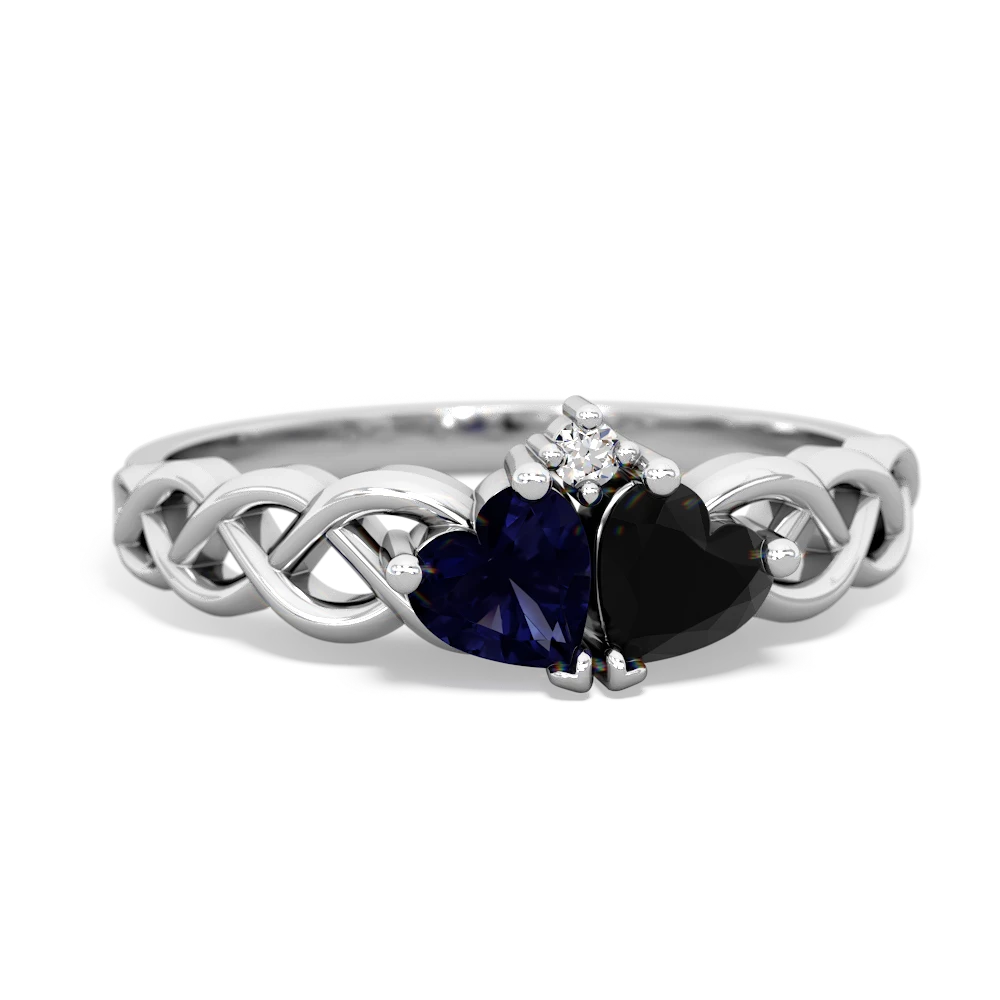 Sapphire Heart To Heart Braid 14K White Gold ring R5870