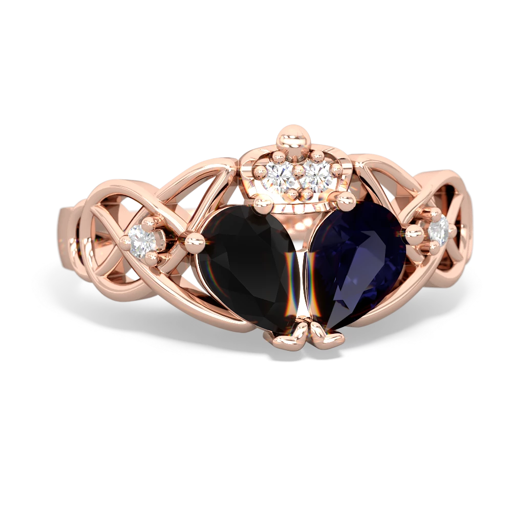 Sapphire 'One Heart' Celtic Knot Claddagh 14K Rose Gold ring R5322