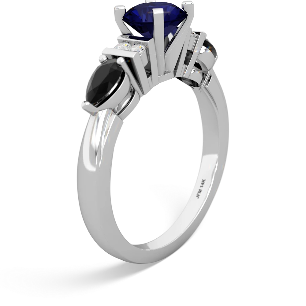 Sapphire 6Mm Round Eternal Embrace Engagement 14K White Gold ring R2005