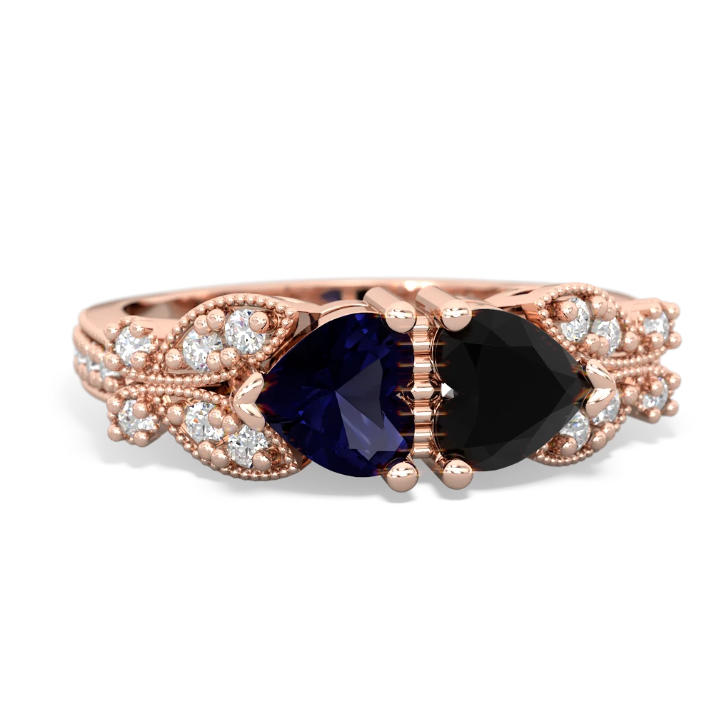 Sapphire Diamond Butterflies 14K Rose Gold ring R5601