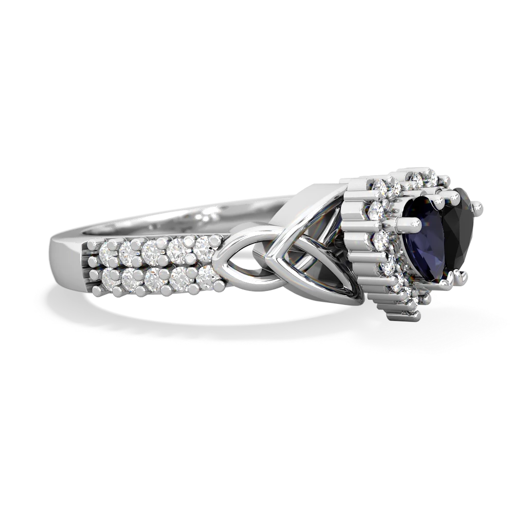 Sapphire Celtic Knot Two Hearts As One 14K White Gold ring R2644HRT