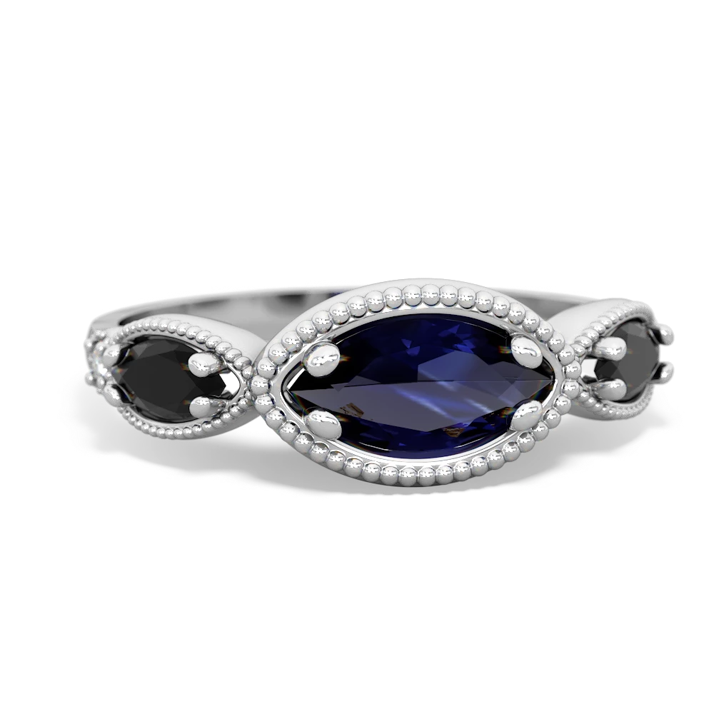 Sapphire Milgrain Marquise 14K White Gold ring R5700