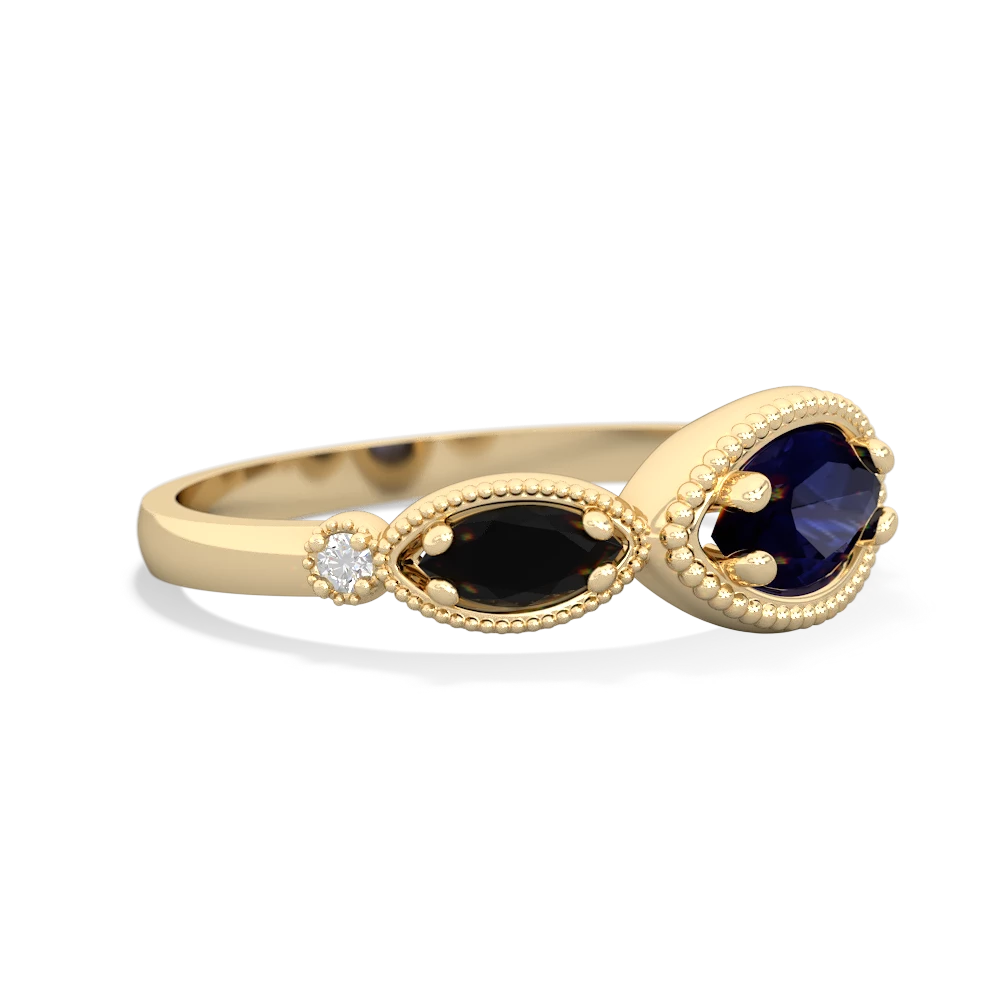 Sapphire Milgrain Marquise 14K Yellow Gold ring R5700