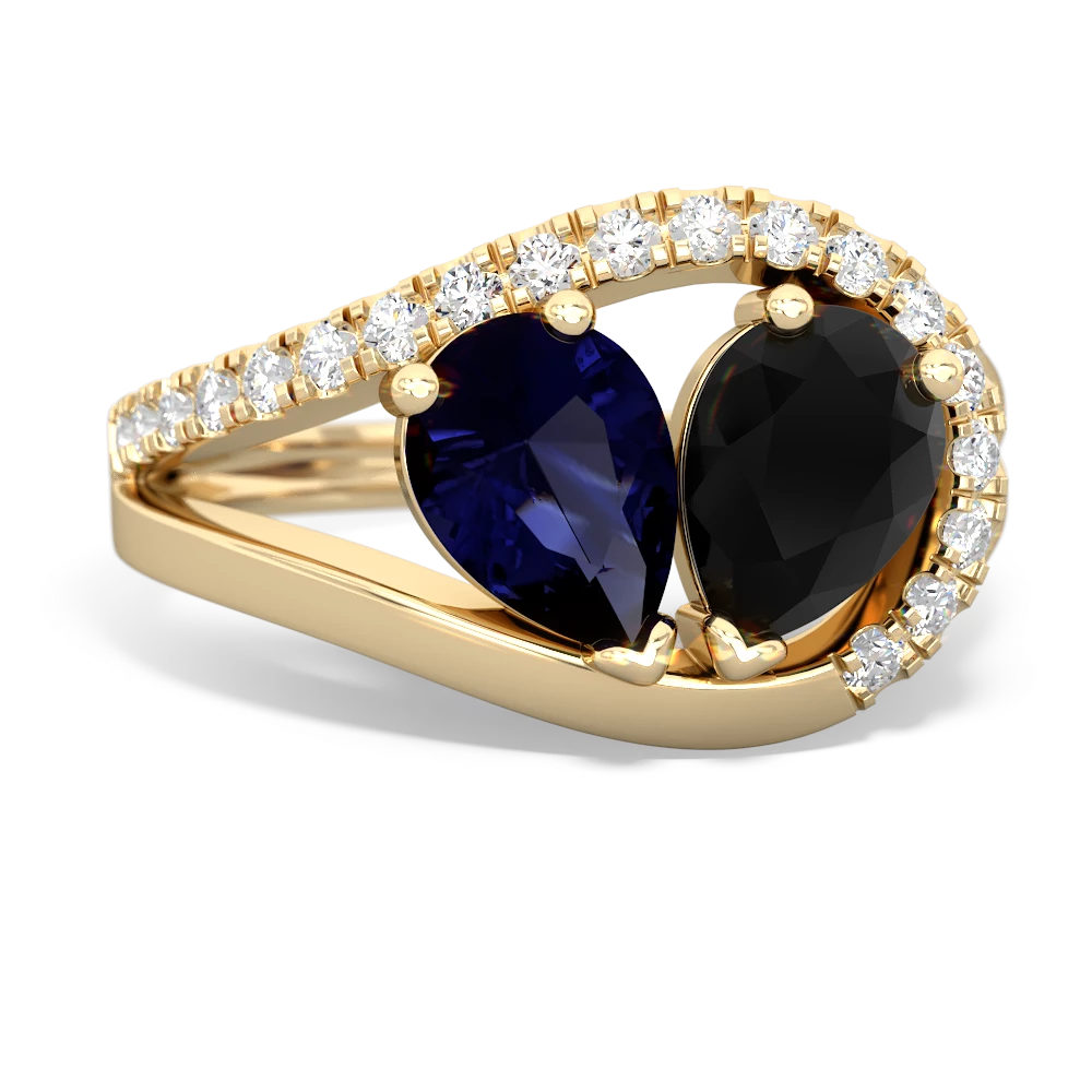 Sapphire Nestled Heart Keepsake 14K Yellow Gold ring R5650