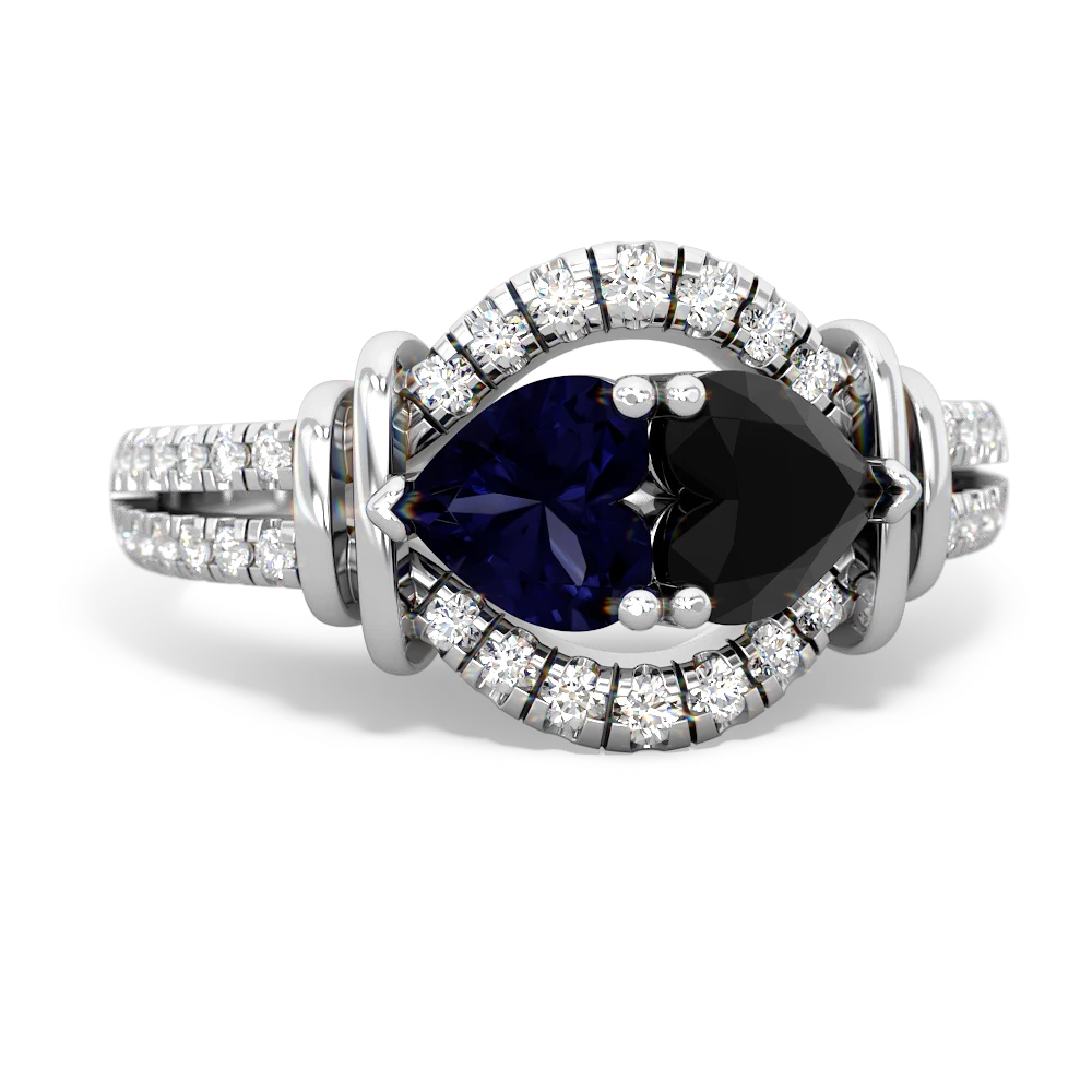 Sapphire Art-Deco Keepsake 14K White Gold ring R5630