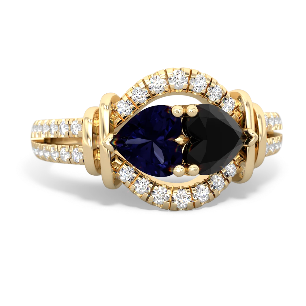 Sapphire Art-Deco Keepsake 14K Yellow Gold ring R5630