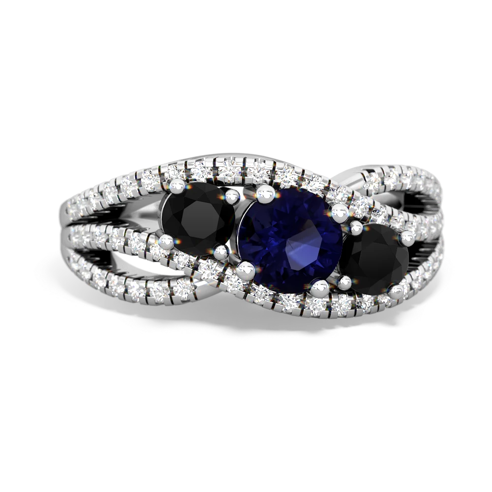 Sapphire Three Stone Aurora 14K White Gold ring R3080