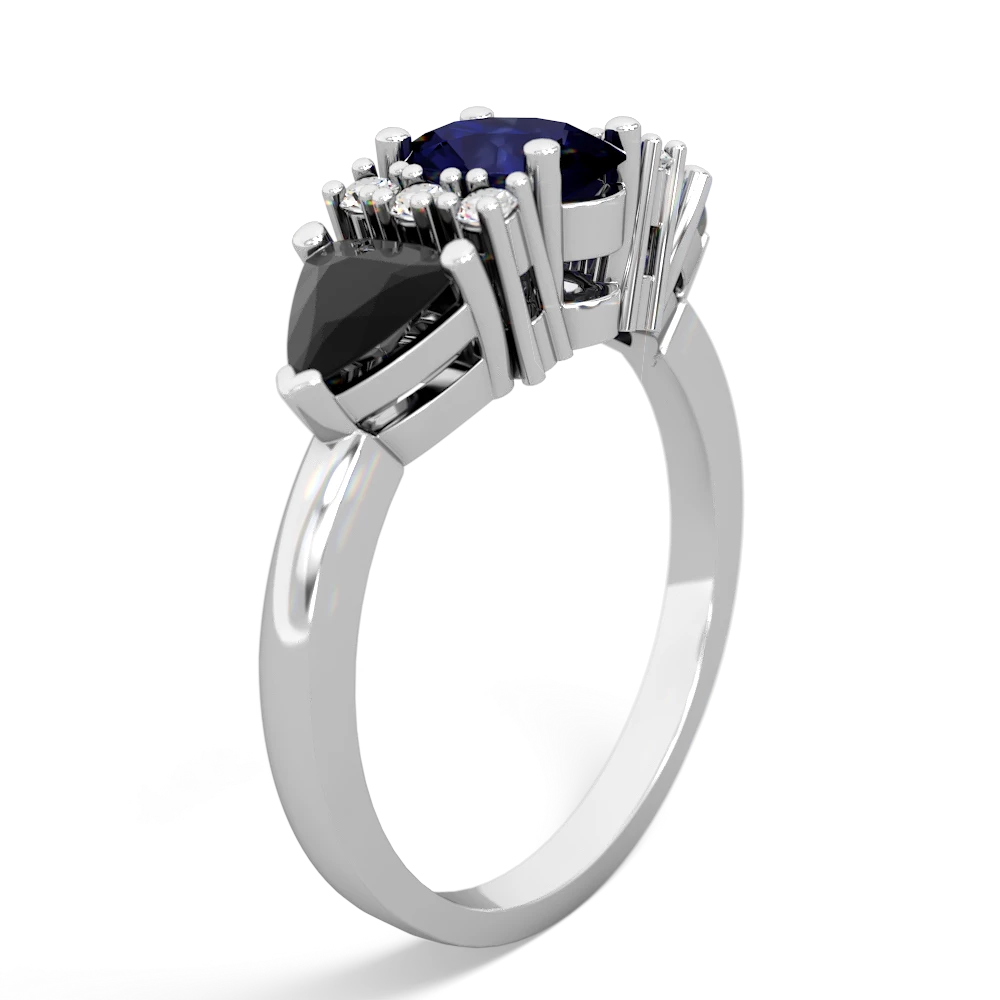 Sapphire Antique Style Three Stone 14K White Gold ring R2186