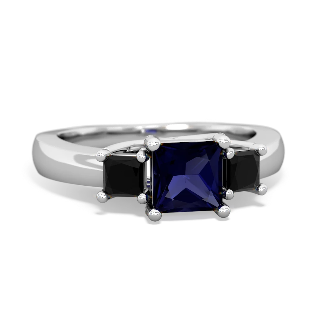 Sapphire Three Stone Trellis 14K White Gold ring R4015