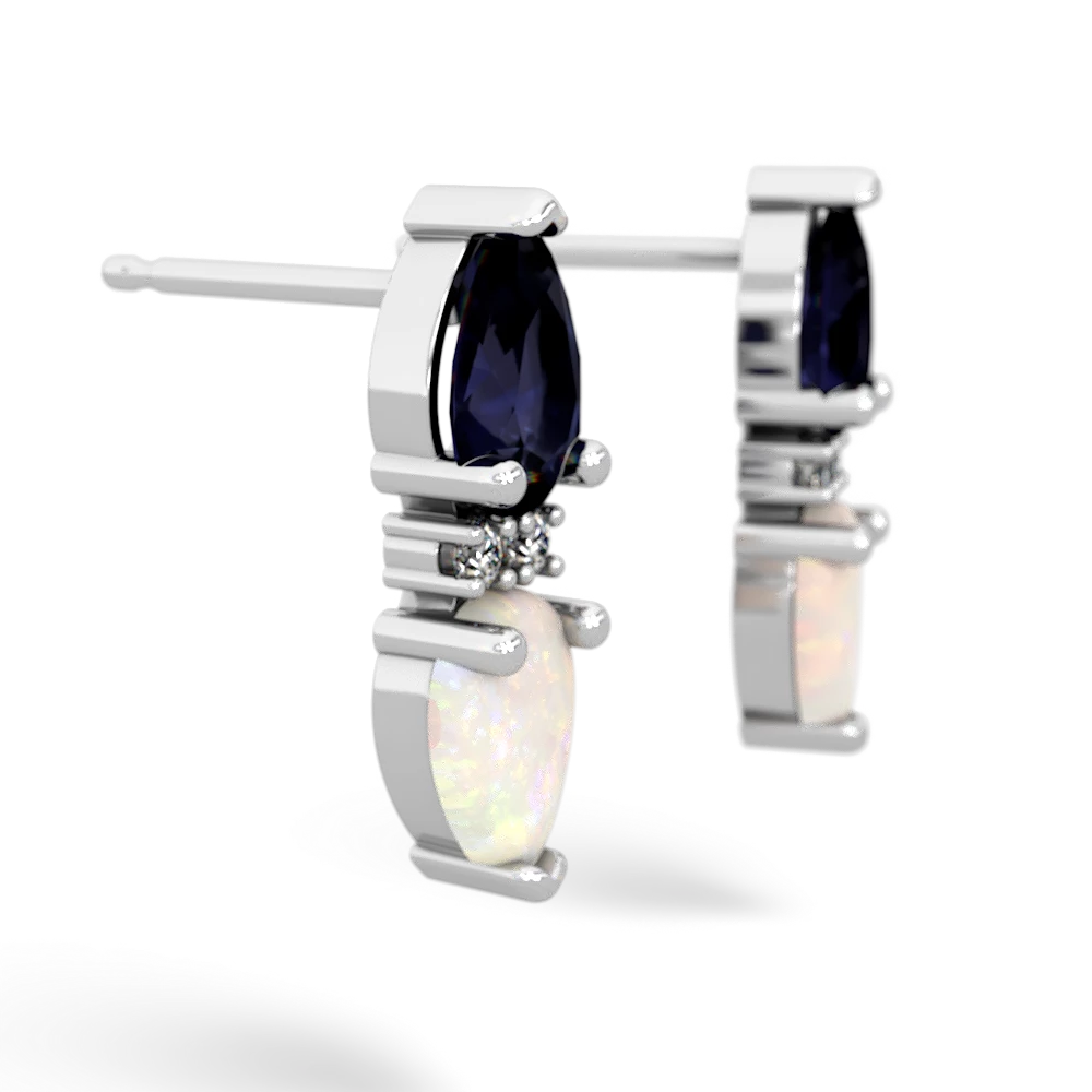 Sapphire Bowtie Drop 14K White Gold earrings E0865