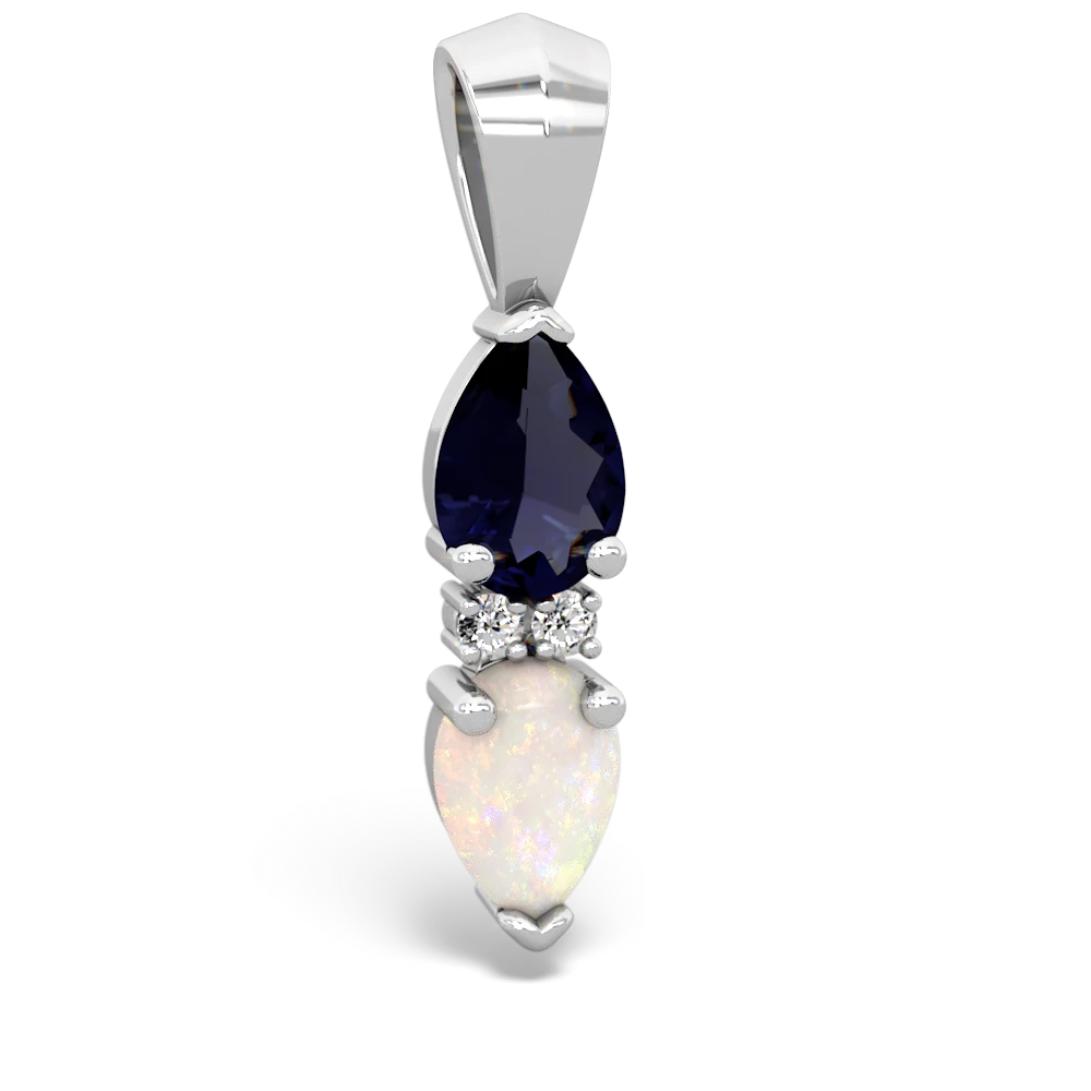 Sapphire Bowtie Drop 14K White Gold pendant P0865