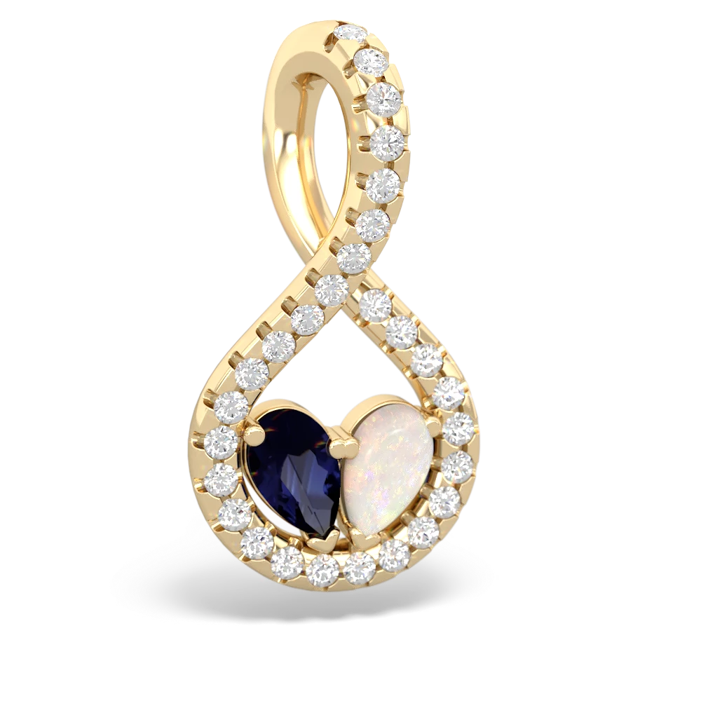 Sapphire Pave Twist 'One Heart' 14K Yellow Gold pendant P5360