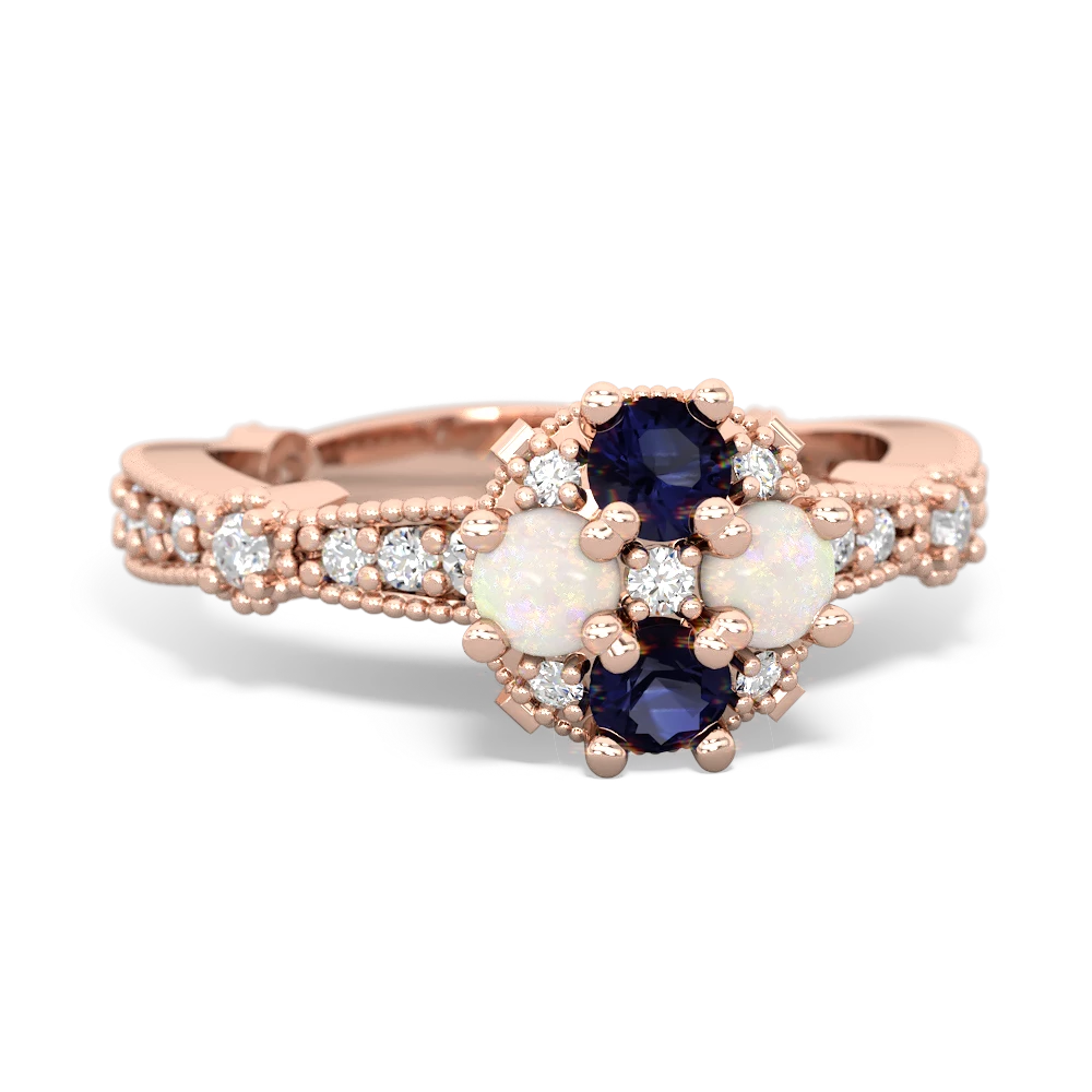 Sapphire Sparkling Tiara Cluster 14K Rose Gold ring R26293RD