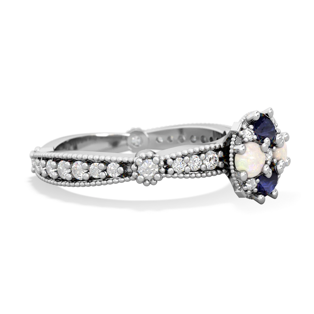 Sapphire Sparkling Tiara Cluster 14K White Gold ring R26293RD