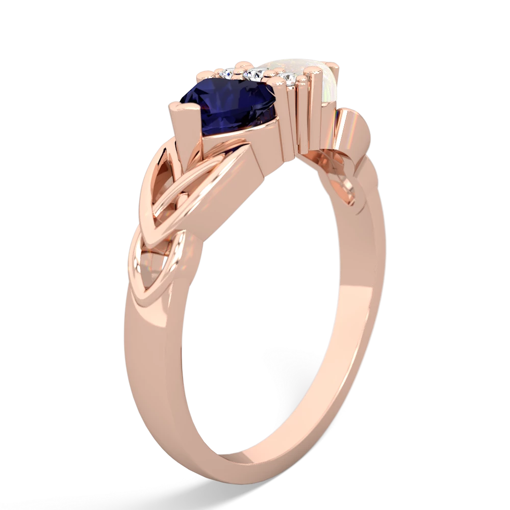 Sapphire Celtic Knot Double Heart 14K Rose Gold ring R5040