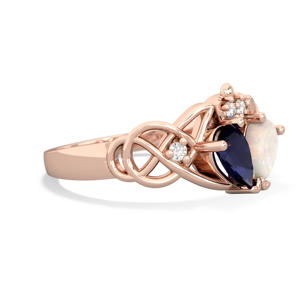 Sapphire 'One Heart' Celtic Knot Claddagh 14K Rose Gold ring R5322