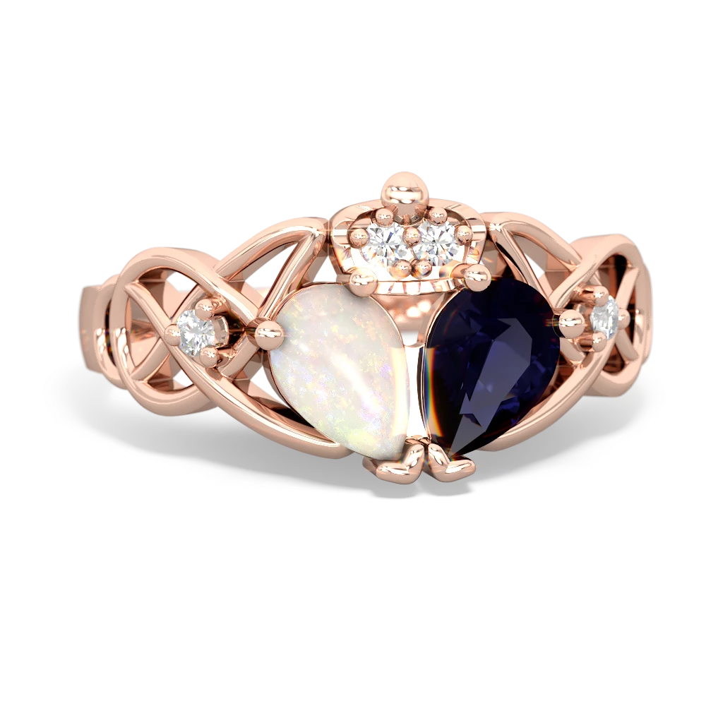 Sapphire 'One Heart' Celtic Knot Claddagh 14K Rose Gold ring R5322