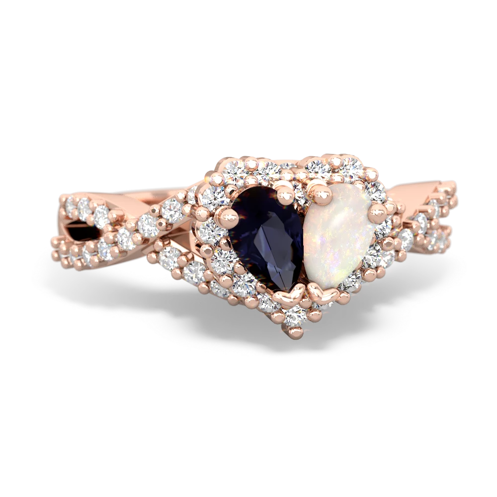 Sapphire Diamond Twist 'One Heart' 14K Rose Gold ring R2640HRT