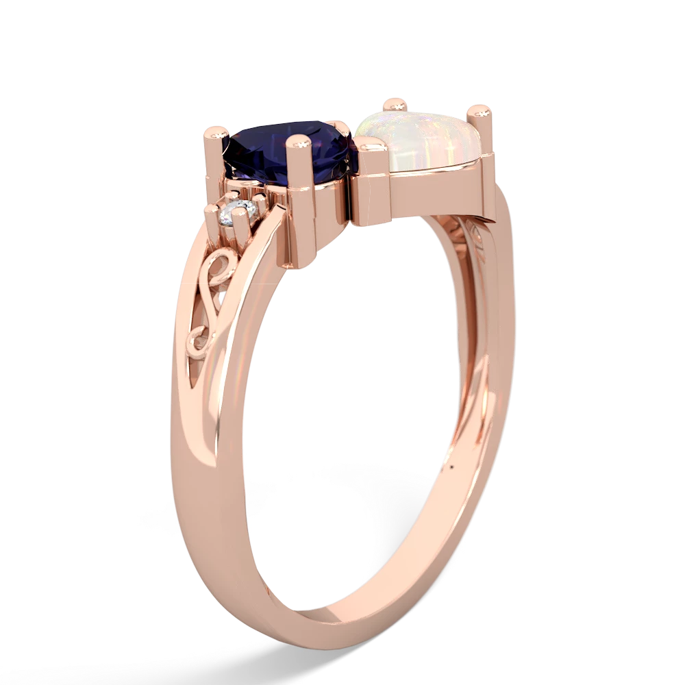 Sapphire Snuggling Hearts 14K Rose Gold ring R2178