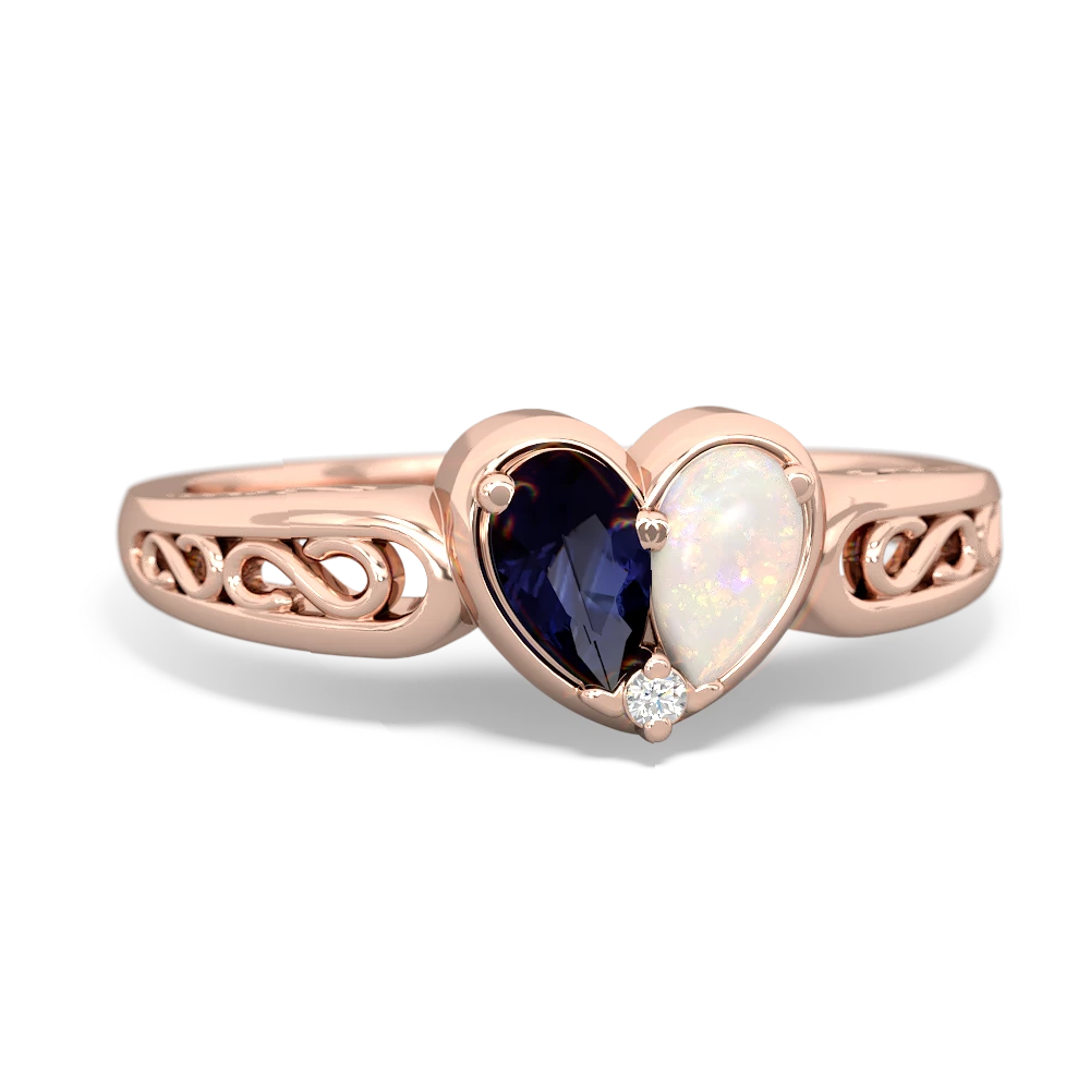 Sapphire Filligree 'One Heart' 14K Rose Gold ring R5070