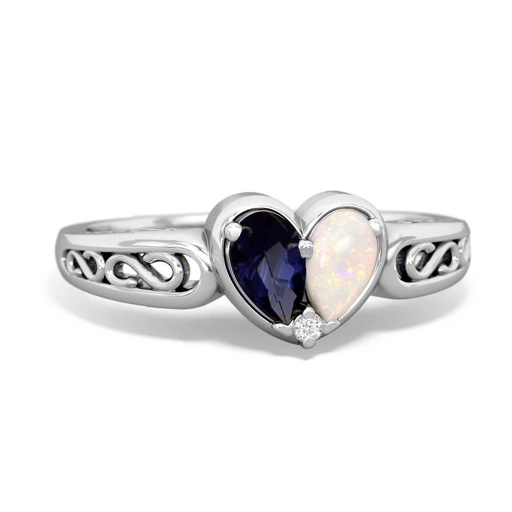 Sapphire Filligree 'One Heart' 14K White Gold ring R5070