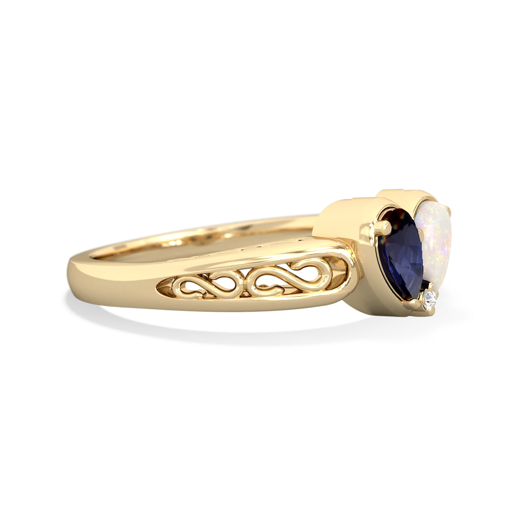 Sapphire Filligree 'One Heart' 14K Yellow Gold ring R5070