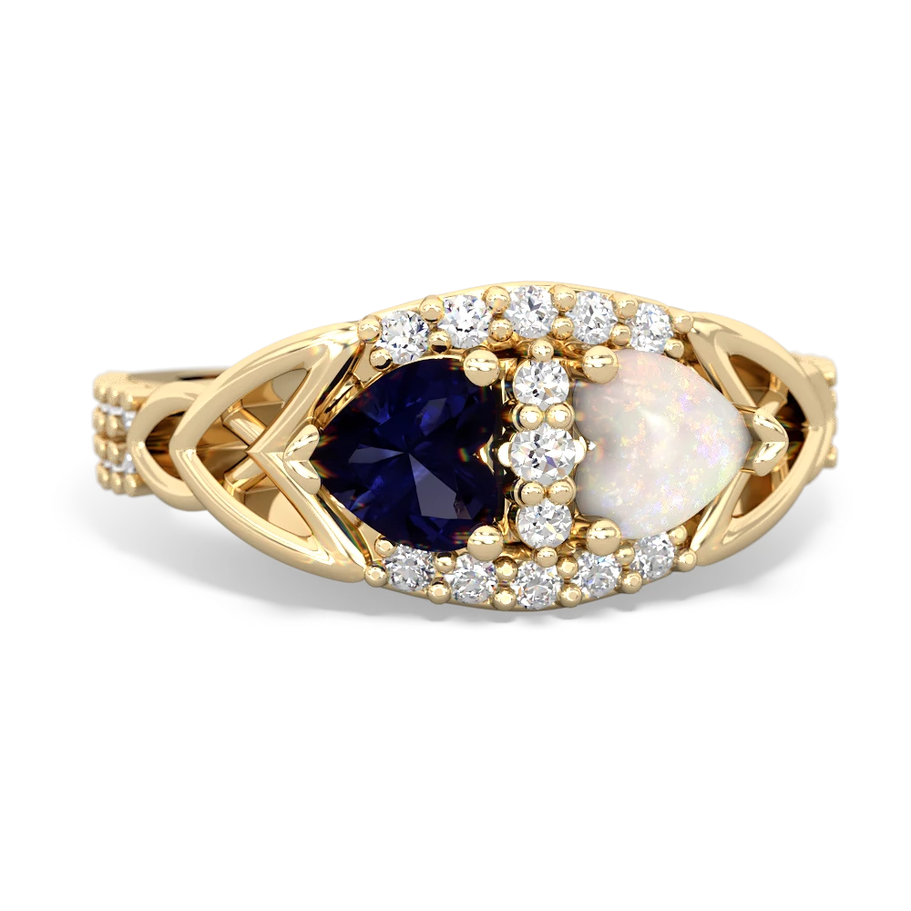 Sapphire Sparkling Celtic Knot 14K Yellow Gold ring R2645