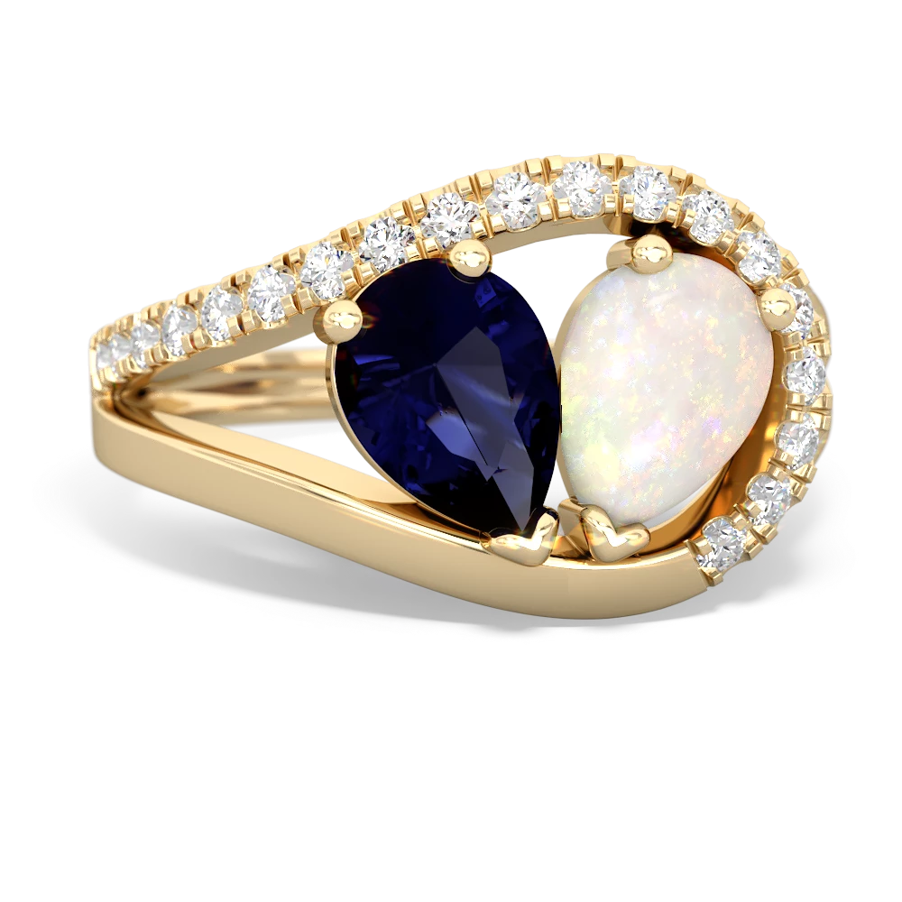 Sapphire Nestled Heart Keepsake 14K Yellow Gold ring R5650