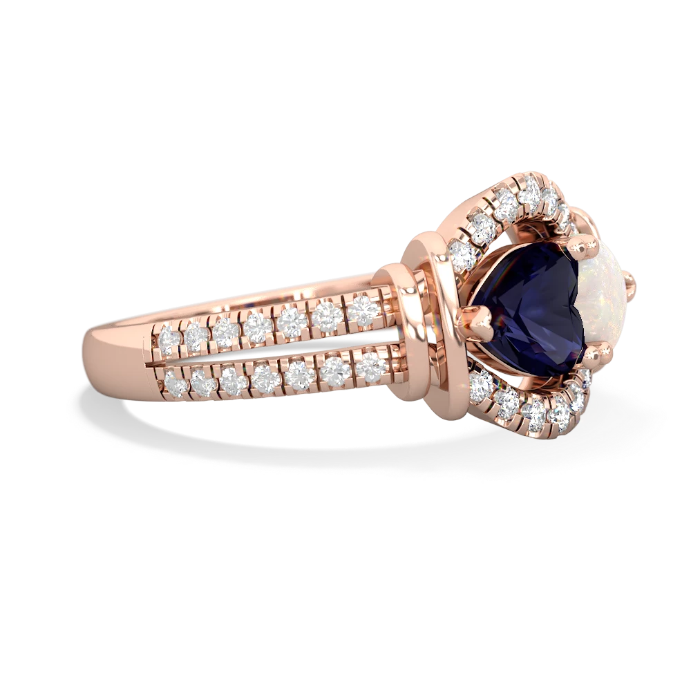 Sapphire Art-Deco Keepsake 14K Rose Gold ring R5630