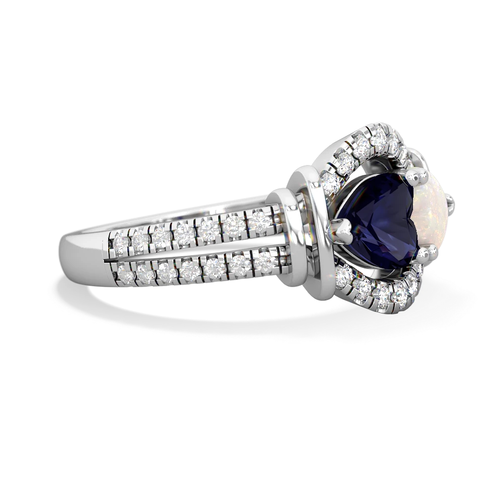 Sapphire Art-Deco Keepsake 14K White Gold ring R5630