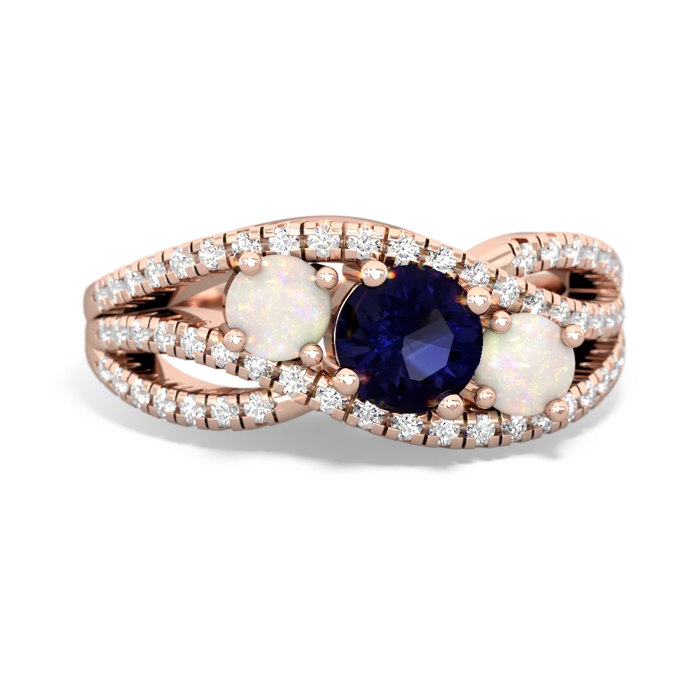 Sapphire Three Stone Aurora 14K Rose Gold ring R3080