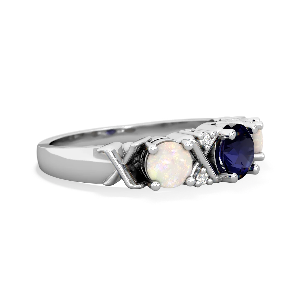 Sapphire Hugs And Kisses 14K White Gold ring R5016