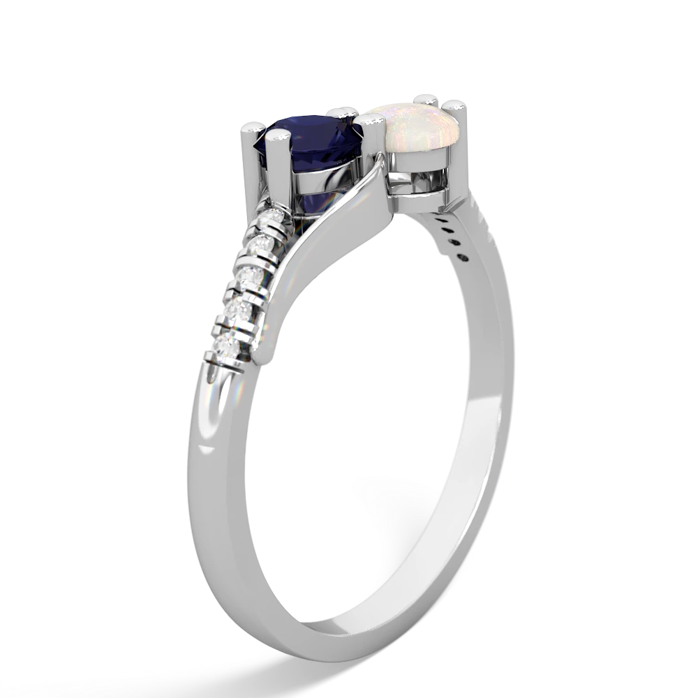 Sapphire Infinity Pave Two Stone 14K White Gold ring R5285