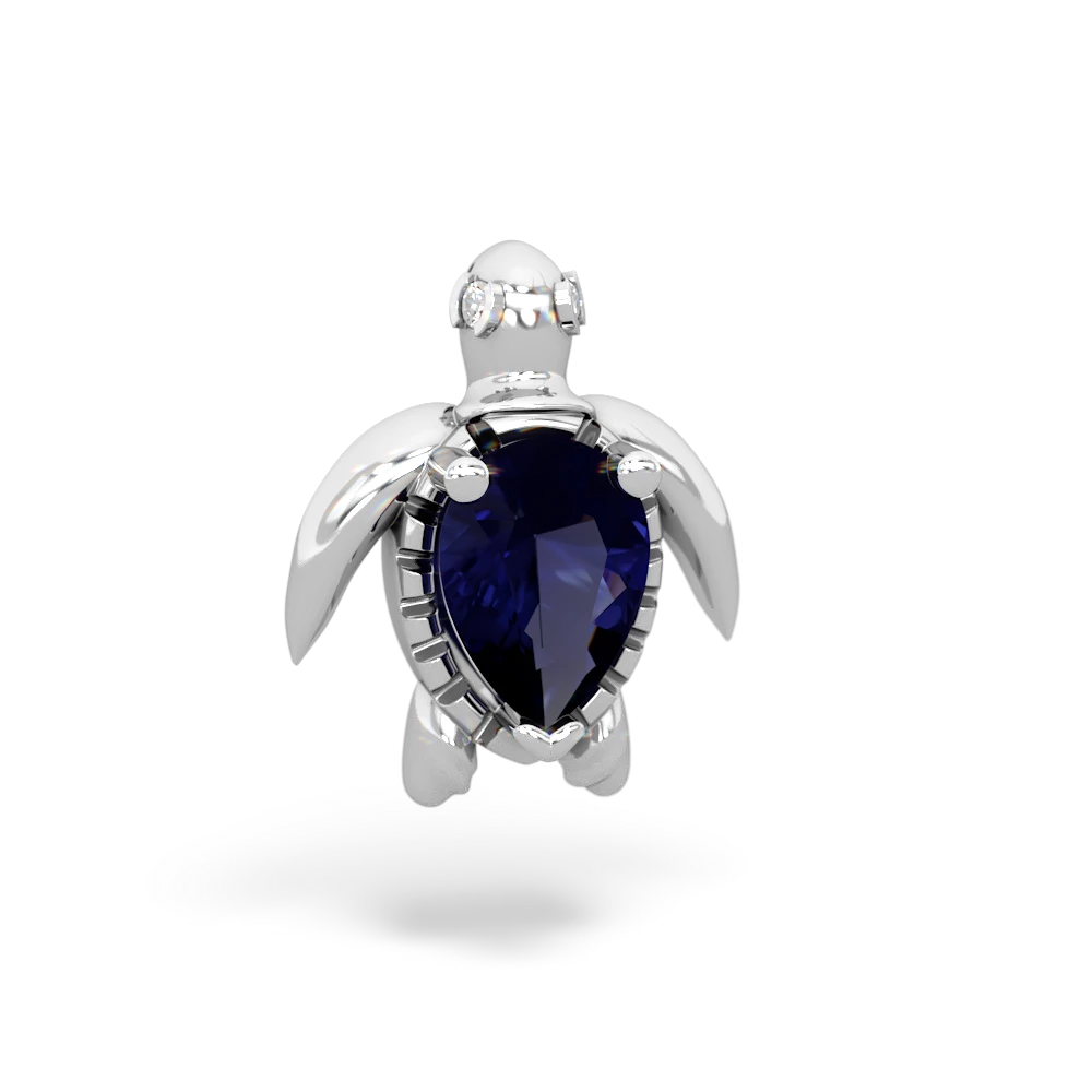 Sapphire Baby Sea Turtle 14K White Gold pendant P5241