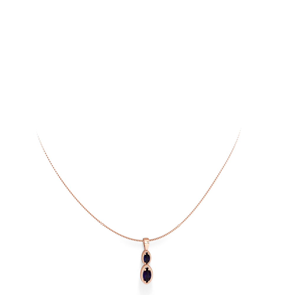 Sapphire Antique-Style Halo 14K Rose Gold pendant P5700