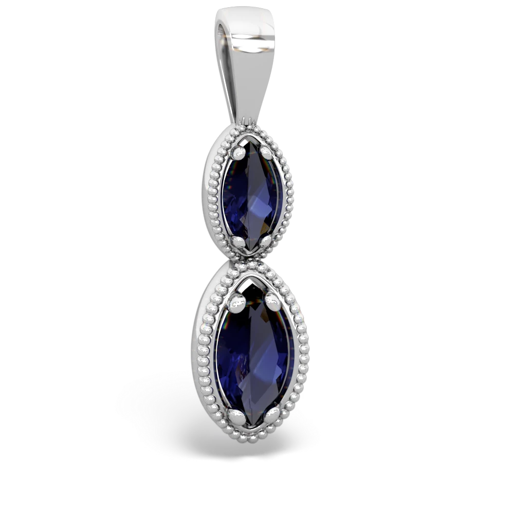 Sapphire Antique-Style Halo 14K White Gold pendant P5700