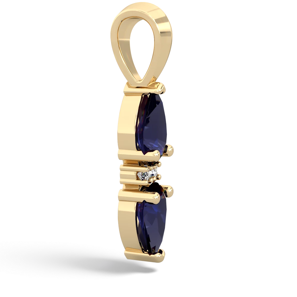 Sapphire Bowtie Drop 14K Yellow Gold pendant P0865