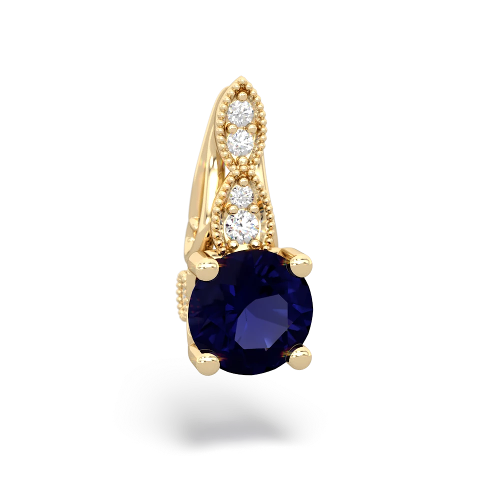 Sapphire Antique Elegance 14K Yellow Gold pendant P3100