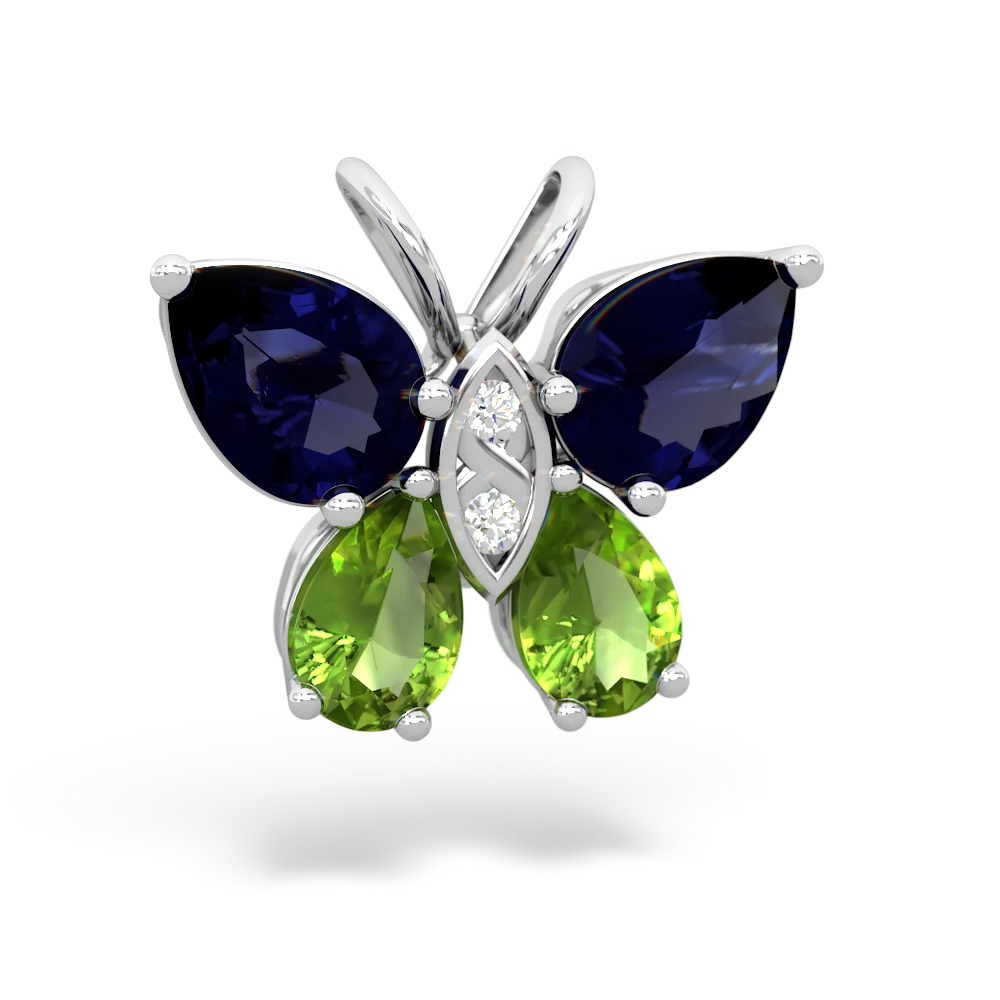 Sapphire Butterfly 14K White Gold pendant P2215