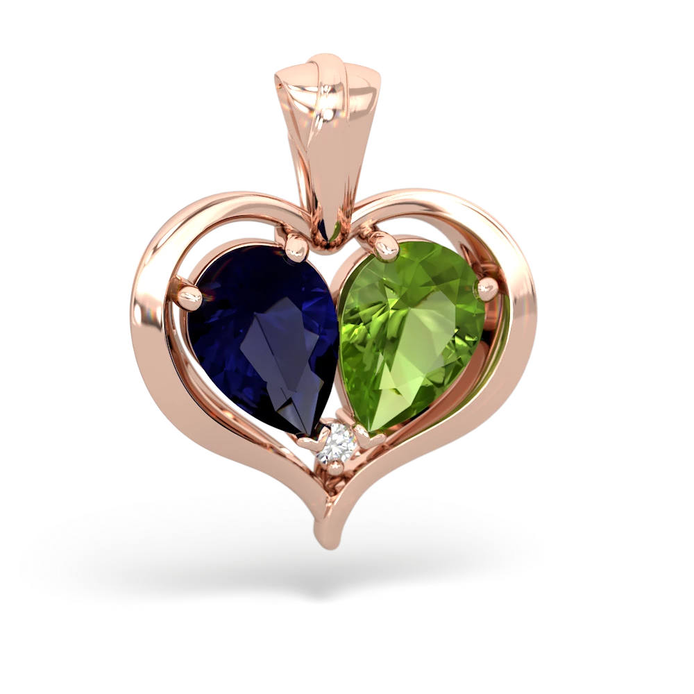 Sapphire Two Become One 14K Rose Gold pendant P5330