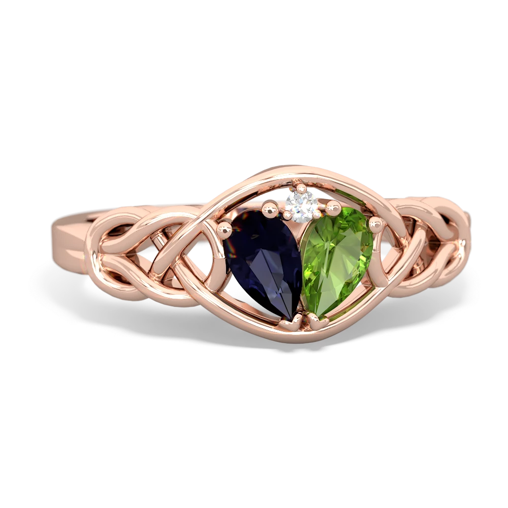 Sapphire Celtic Love Knot 14K Rose Gold ring R5420