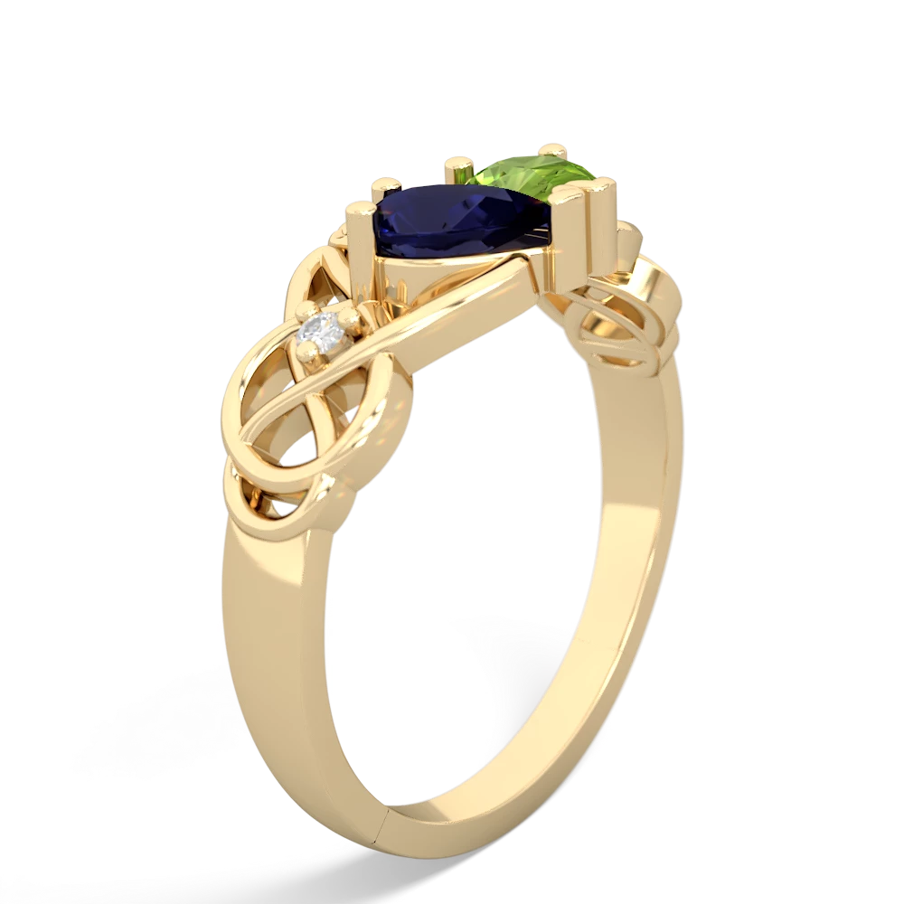 Sapphire 'One Heart' Celtic Knot Claddagh 14K Yellow Gold ring R5322