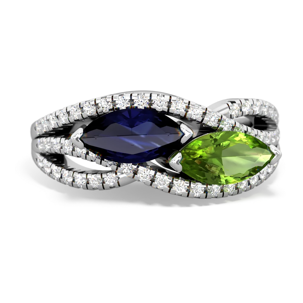 Sapphire Diamond Rivers 14K White Gold ring R3070