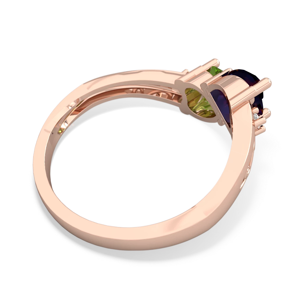 Sapphire Snuggling Hearts 14K Rose Gold ring R2178