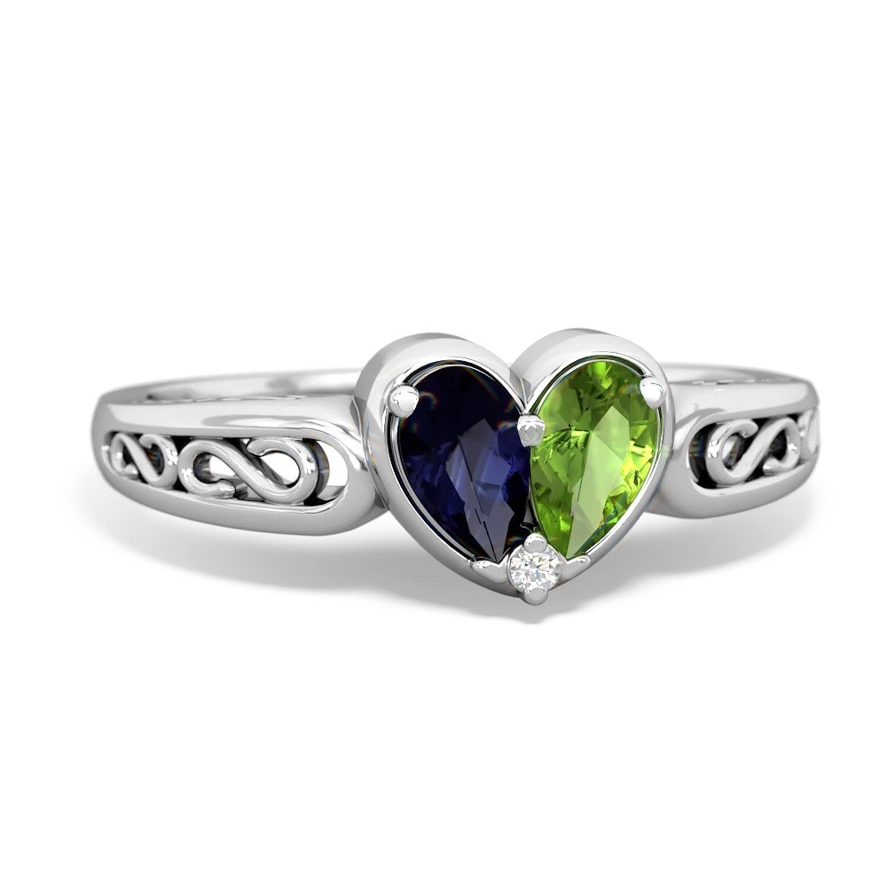 Sapphire Filligree 'One Heart' 14K White Gold ring R5070