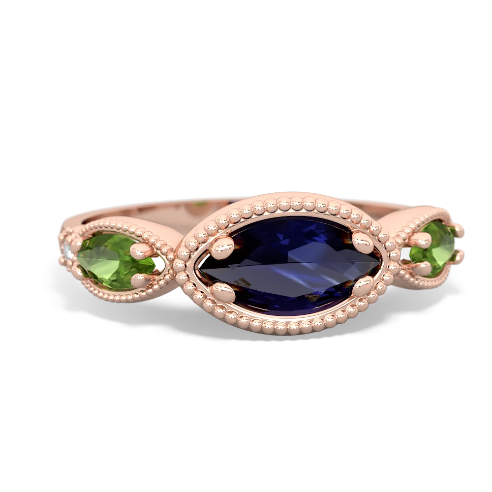 Sapphire Milgrain Marquise 14K Rose Gold ring R5700