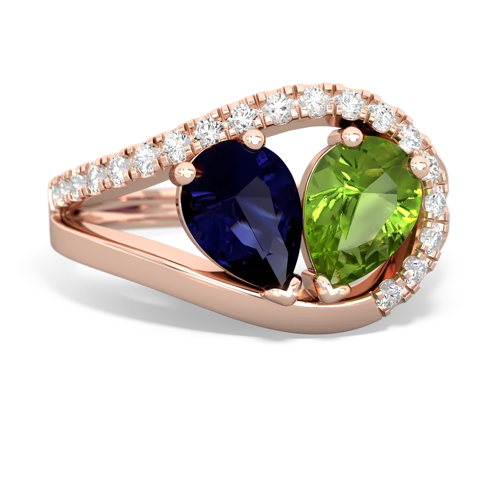 Sapphire Nestled Heart Keepsake 14K Rose Gold ring R5650