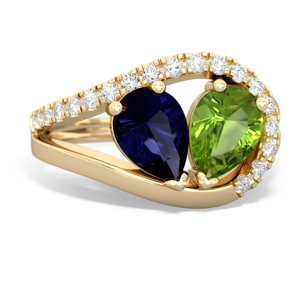 Sapphire Nestled Heart Keepsake 14K Yellow Gold ring R5650