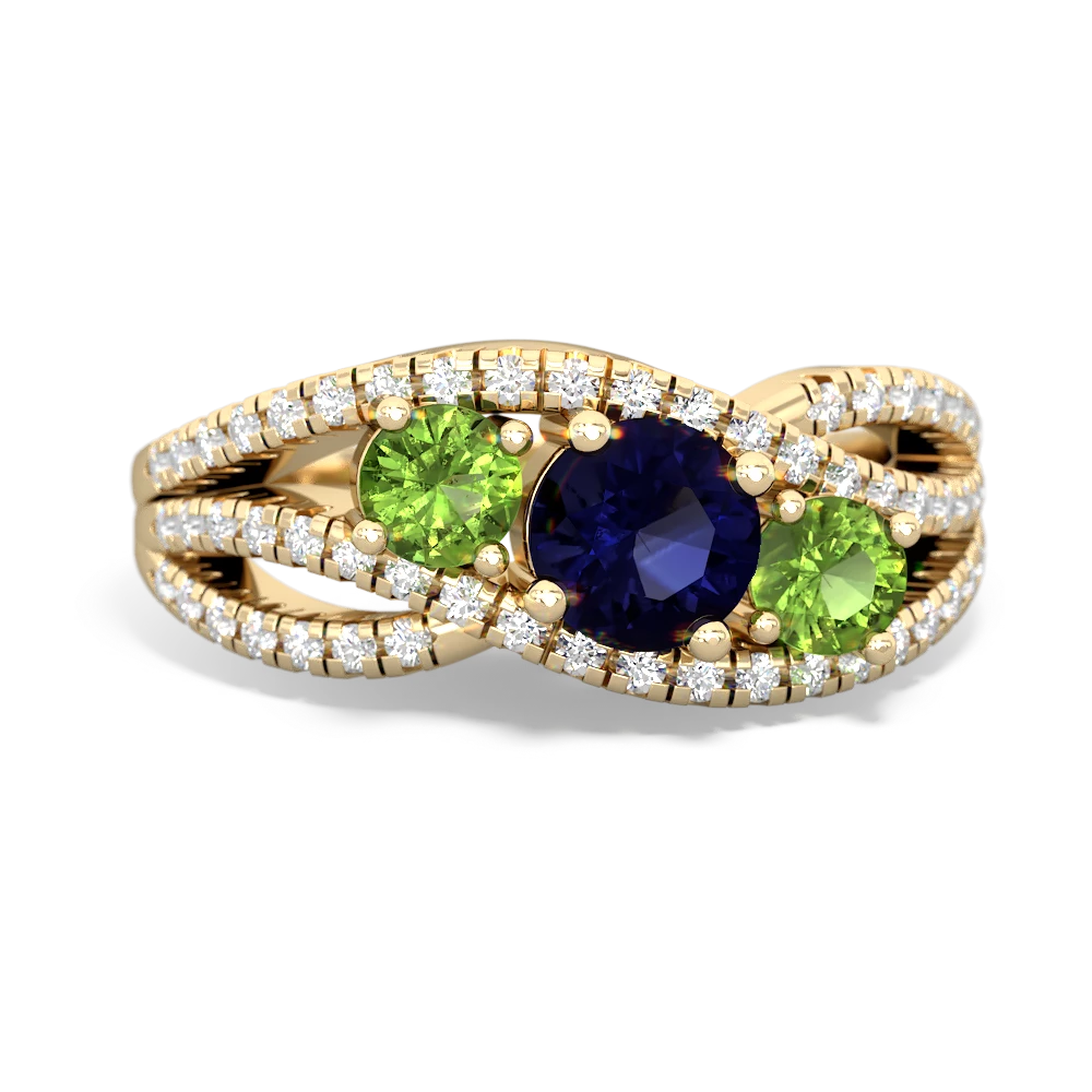 Sapphire Three Stone Aurora 14K Yellow Gold ring R3080